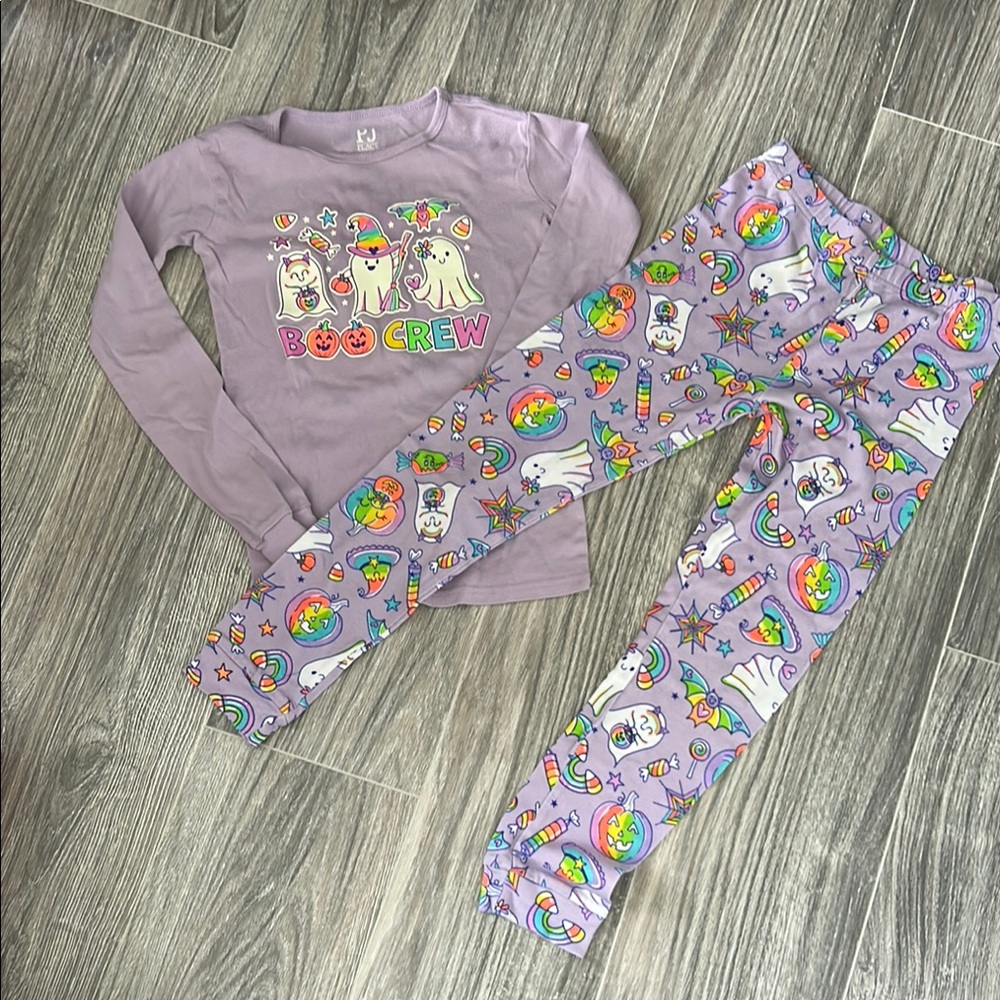 The Children's Place Purple Pajama Set with Whimsical Designs